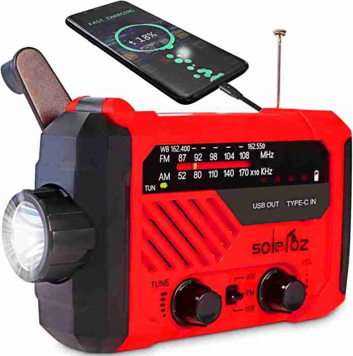 SOLELOZ Emergency Hand Crank Solar Radio