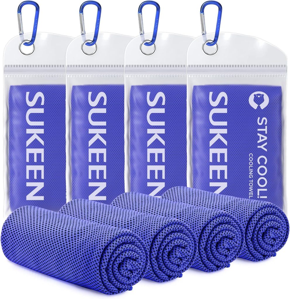 Sukeen [4 Pack Cooling Towel (40x12),Ice Towel,Soft Breathable Chilly Towel,Microfiber Towel for Yoga,Sport,Running,Gym,Workout,Camping,Fitness,Workout  More Activities