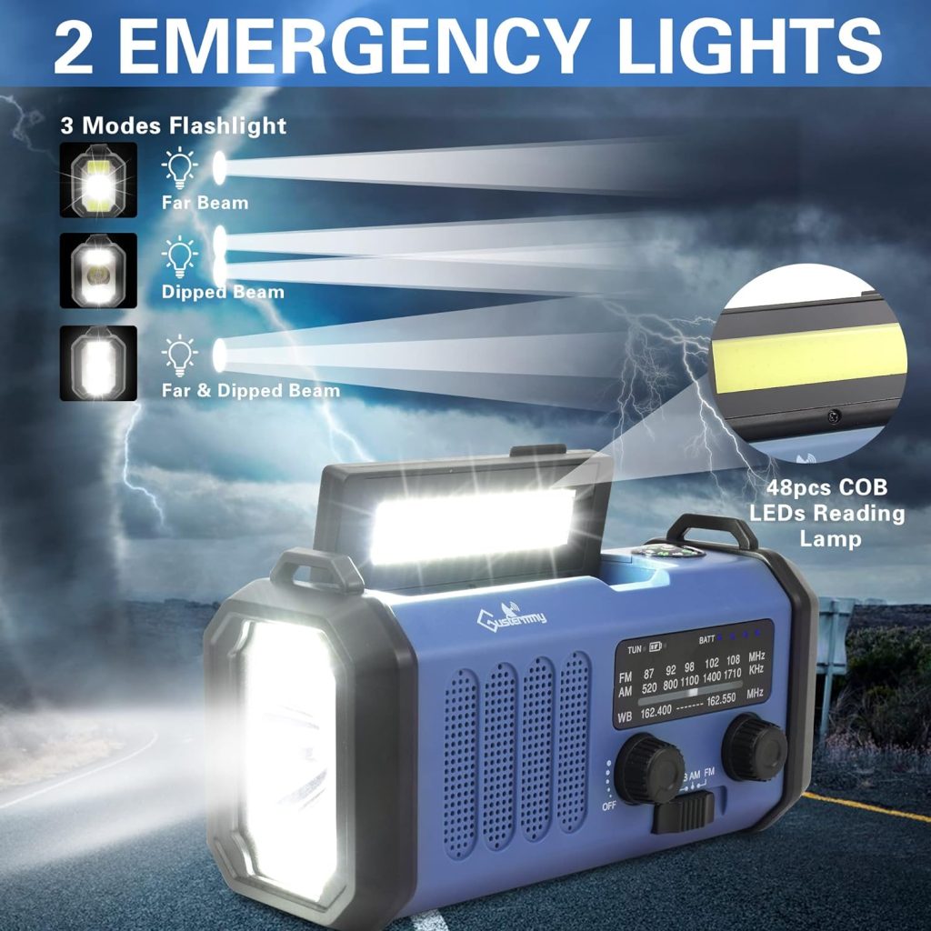 10000mAh Emergency Radio Solar Hand Crank AM FM NOAA Weather Radio Portable Battery Powered Radio with Phone Charger,Camping Flashlight,LED Lamp,SOS Alarm for Home Power Outages Outdoor Survival Gear