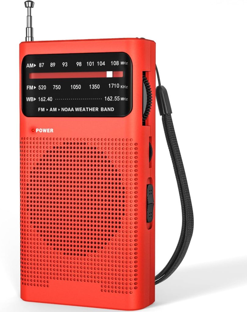 Goodes NOAA Weather Radio AM FM, Transistor Radio with Loud Speaker, Headphone Jack, 2AA Battery Operated Radio for Long Range Reception, Portable Radio for Indoor, Outdoor and Emergency Use-Black