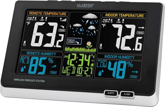 la crosse technology 308 1414mb int wireless color weather station with mold indicator black 1