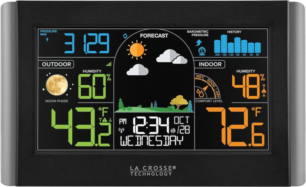 La Crosse Technology S77925-INT Wireless Color Weather Station, Black