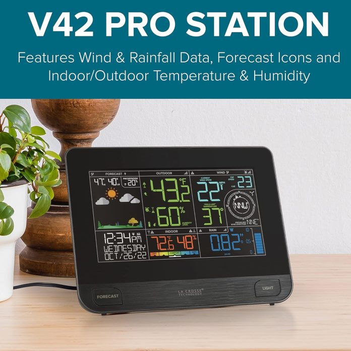 la crosse technology v42 pro int professional weather center with combo sensor and remote monitoring black 1