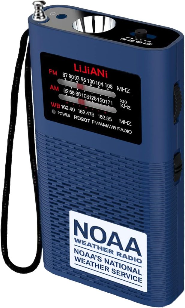 Pocket Weather Alert Radio NOAA/Am/Fm Portable Transistor Powered 1500MAH Battery with Flashlight Emergency SOS Alarm Best Reception New Version with Backlight
