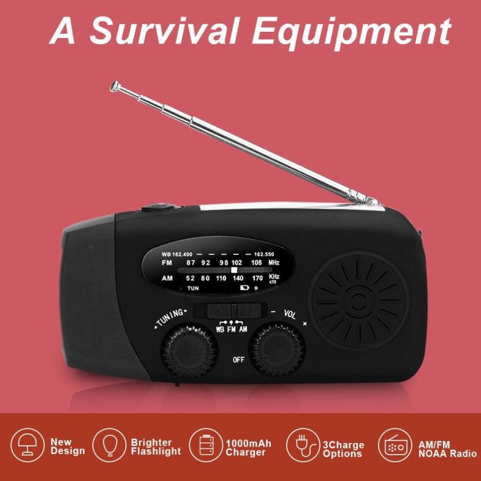 upgraded emergency solar weather radio hurricane supplies earthquake kit hand crank self powered amfmwb noaa wind up sur 1