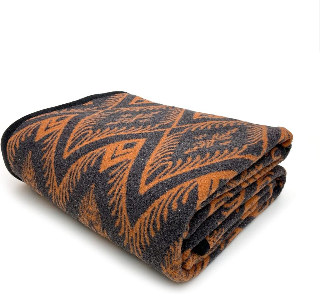 PuTian Merino Wool Blanket - 63 x 51 Bohemia Orange Great for Camping, Outdoors, Sporting Events, Survival  Emergency Kits -Super Soft Wool Blanket