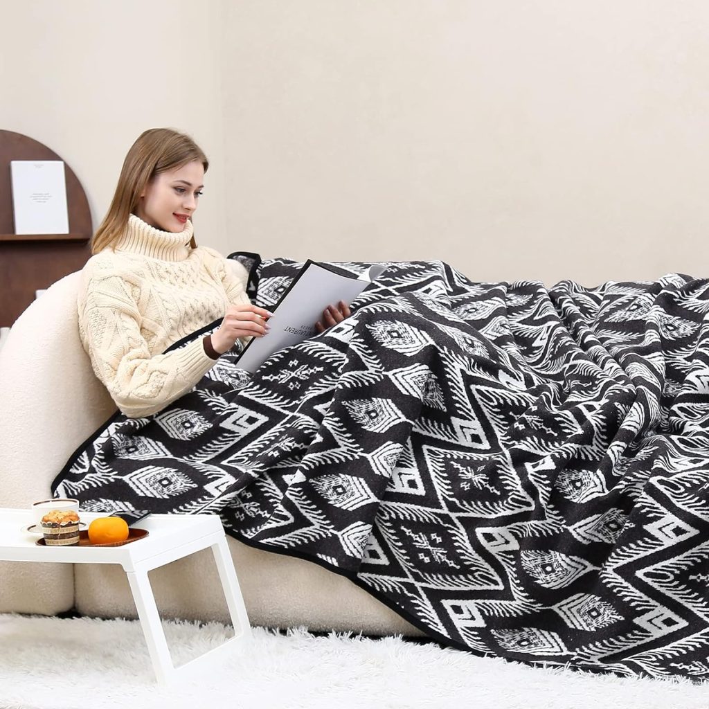 PuTian Merino Wool Blanket - 63 x 51 Bohemia Orange Great for Camping, Outdoors, Sporting Events, Survival  Emergency Kits -Super Soft Wool Blanket